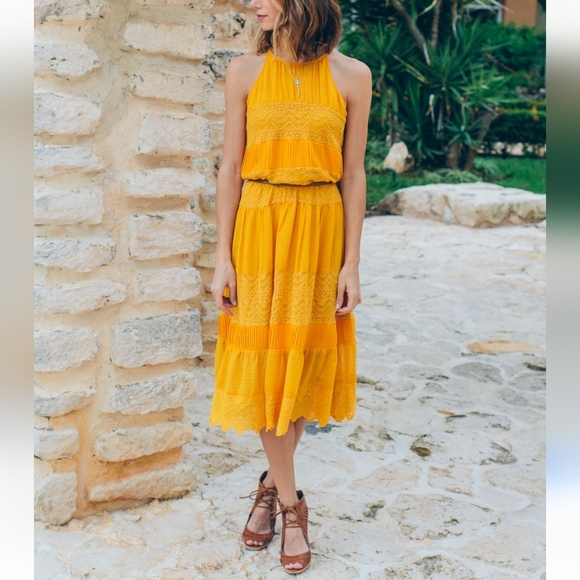 Anthropologie HD InParis Vallanella Dress In Marigold Yellow Size XS $250 - Picture 2 of 11
